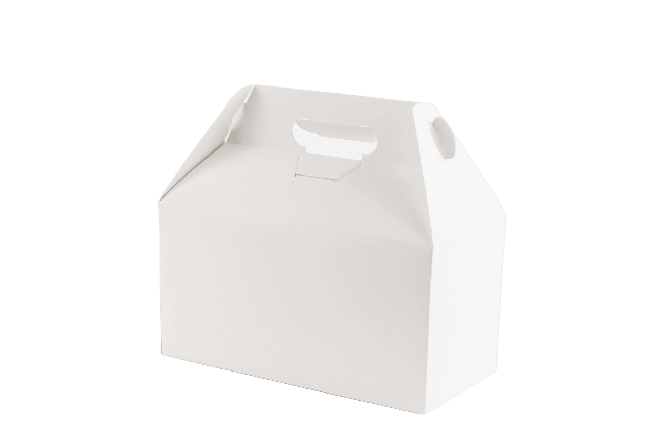 Lunch Take-Out Box Barn 9.5X5X5 IN Paper White Rectangle With Handle 125/Case