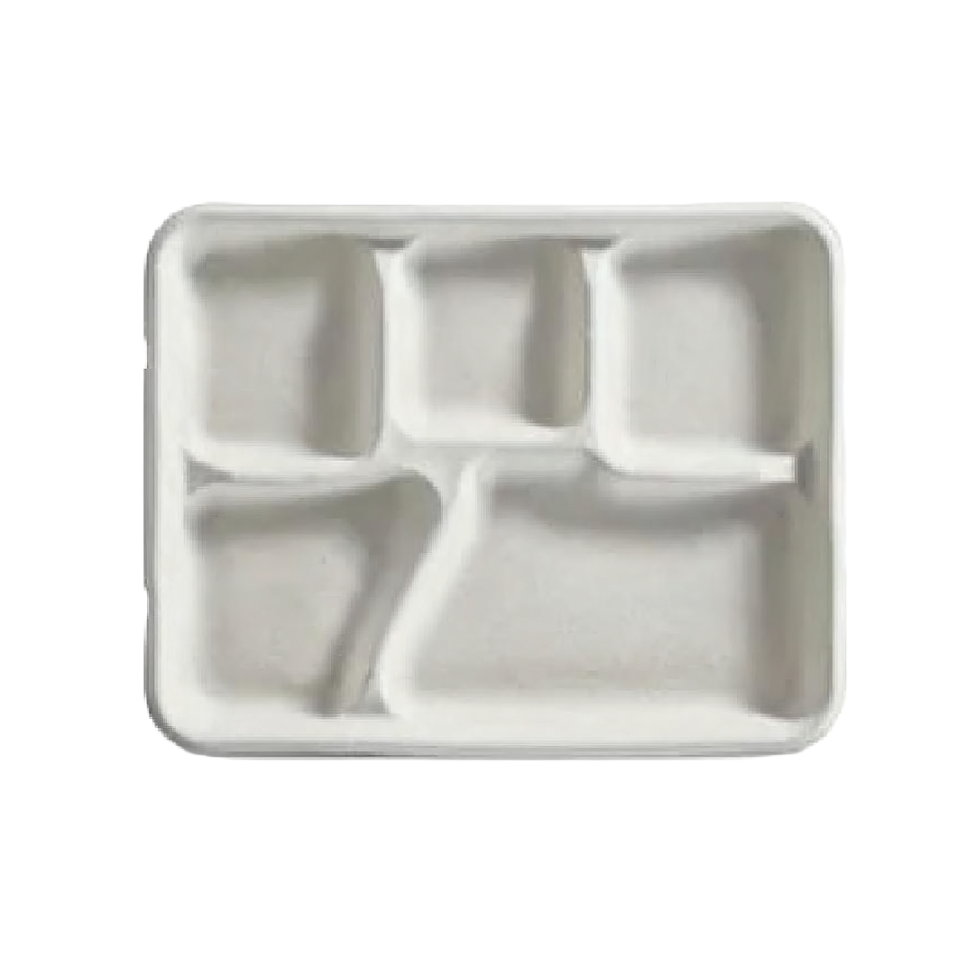 Savaday® Cafeteria & School Lunch Tray 5 Compartment Natural 240/Case