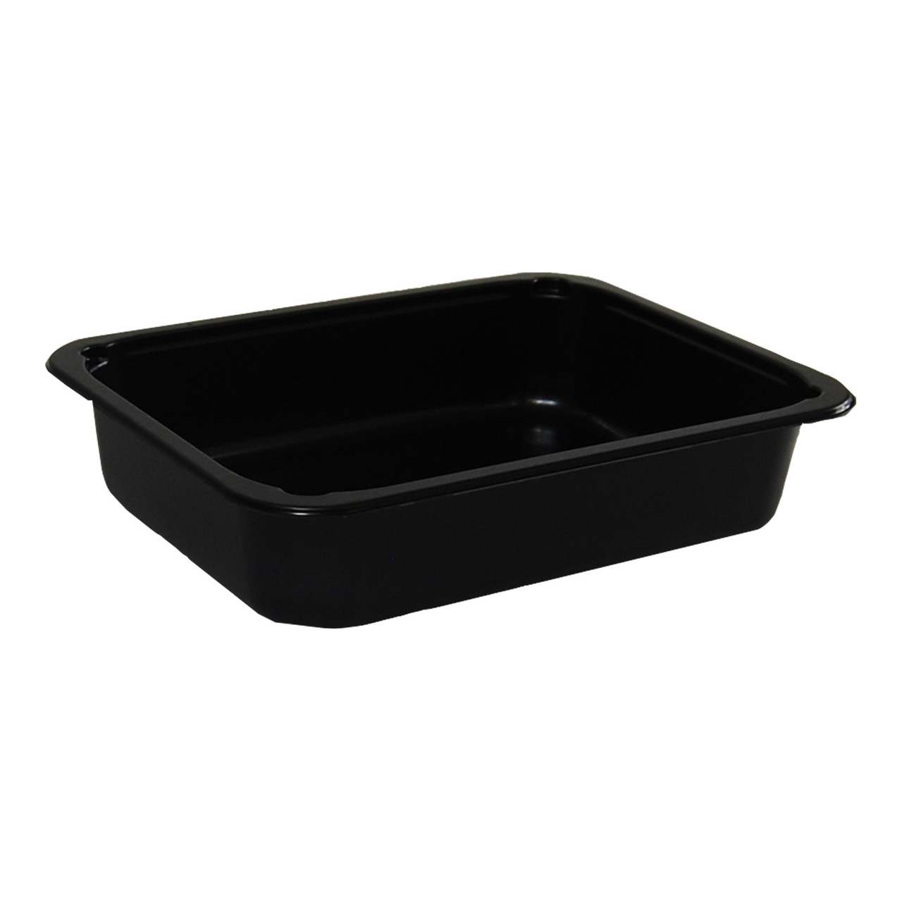 Take-Out Container Base 6.5X8.5X1.88 IN CPET Black Rectangle Oven Safe 390/Case