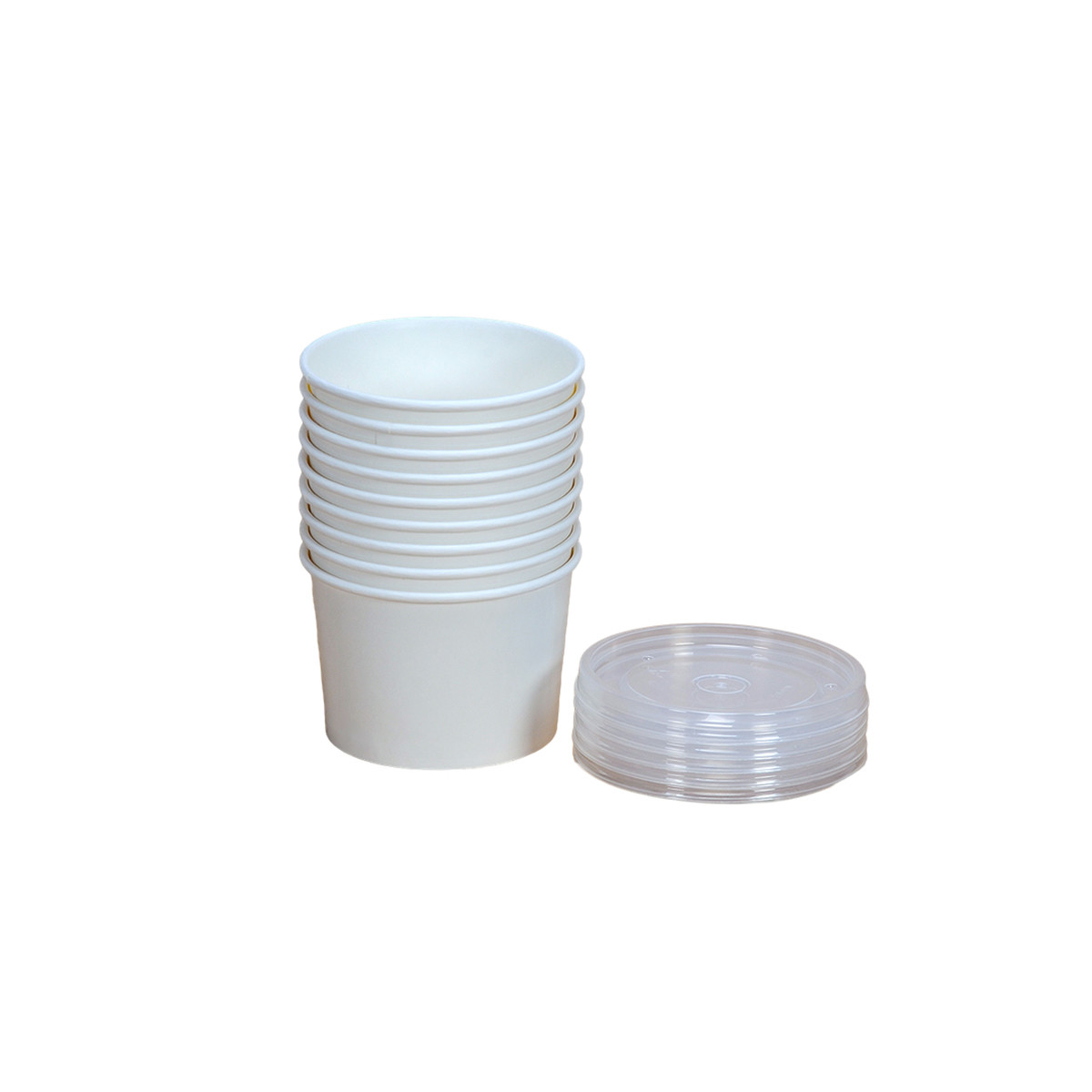 Food Container With Polypropylene (PP) Lid 16 OZ Paperboard White Squat Microwave Safe Moisture Resistant 250/Case