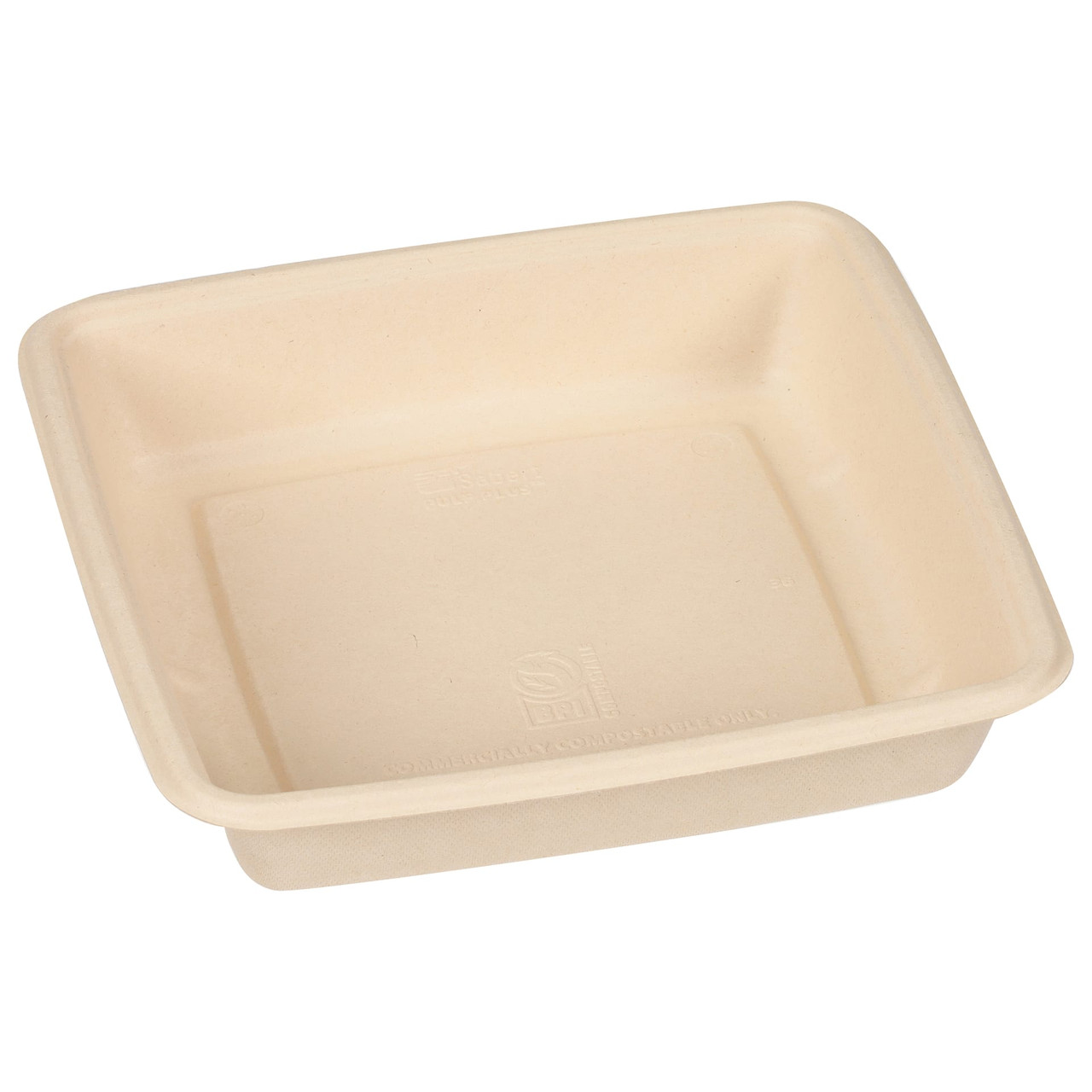 Pulp Plus™ Take-Out Container Base 9X9 IN Pulp Fiber Natural Square 300/Case