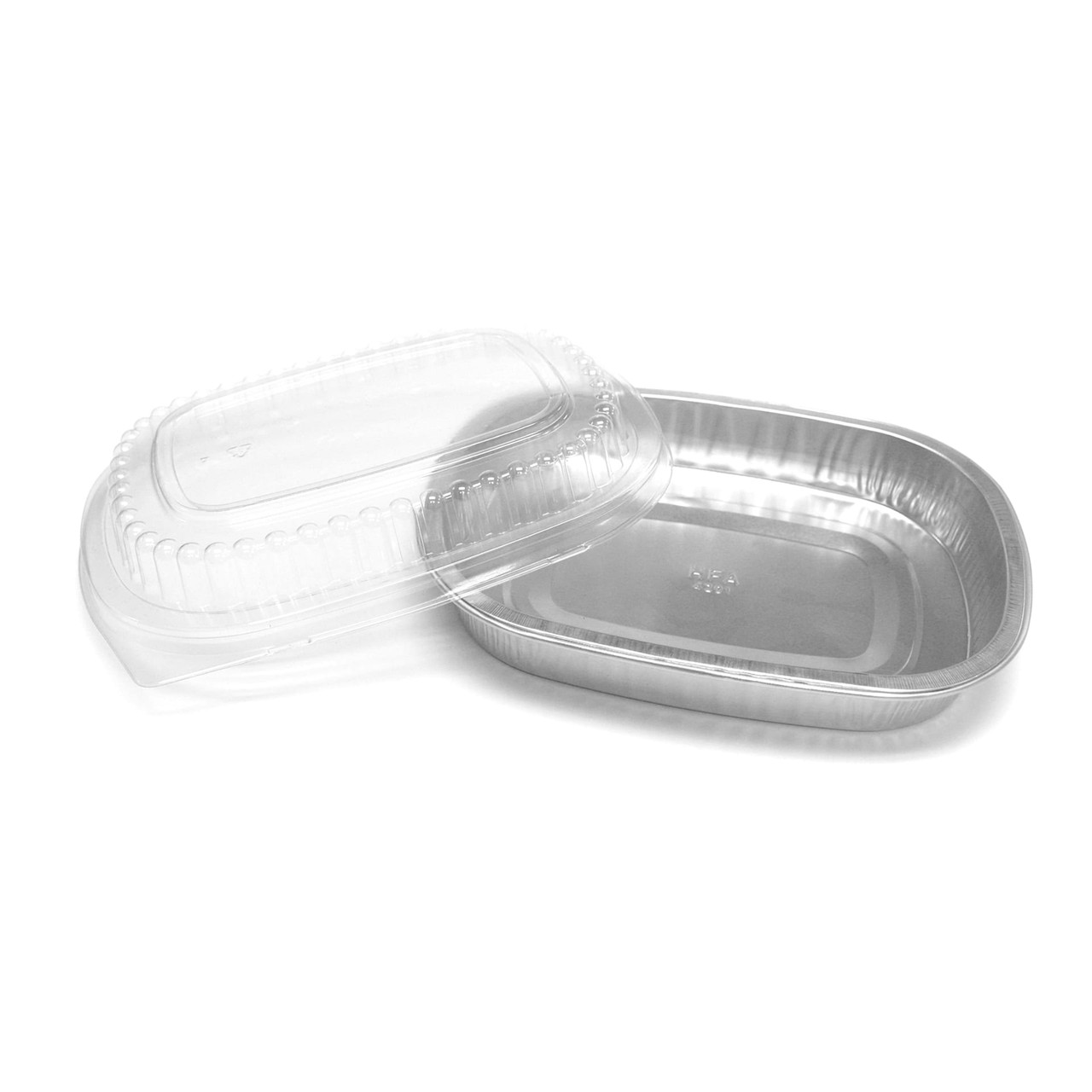 Gourmet-To-Go® Take-Out Container Base & Lid Combo With Plastic Dome Lid Small (SM) 22 OZ Aluminum Silver 100/Case