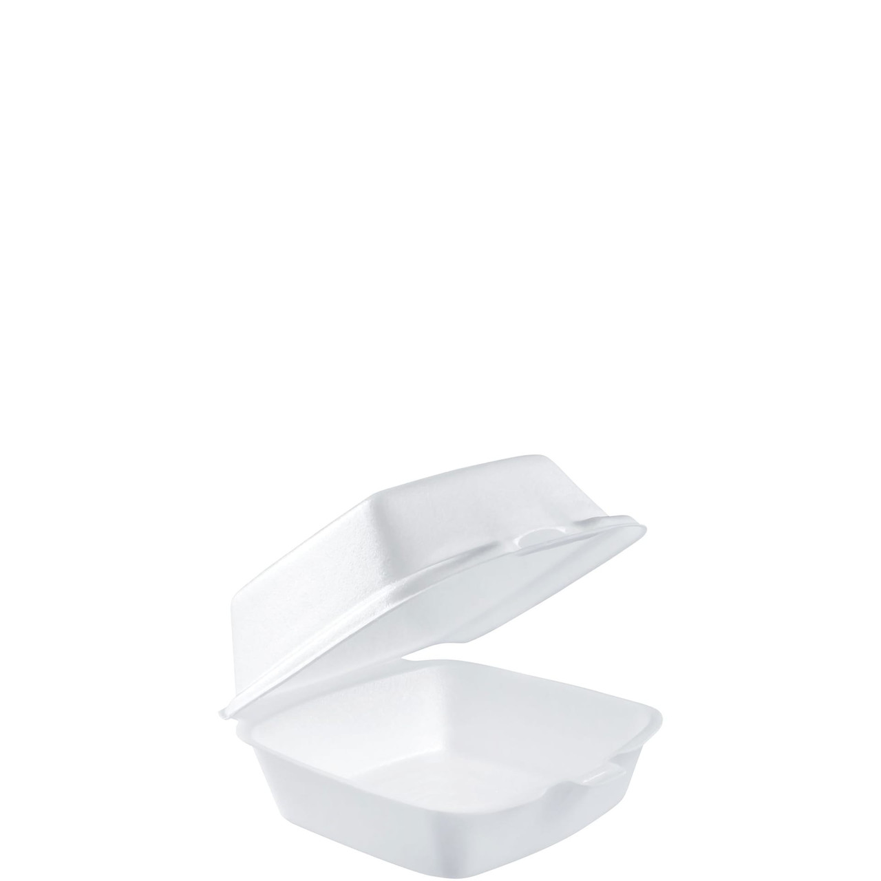 Dart® Take-Out Container Hinged Medium (MED) 5.18X5.44X2.9 IN XPS White Square Insulated 125 Count/Pack 4 Packs/Case