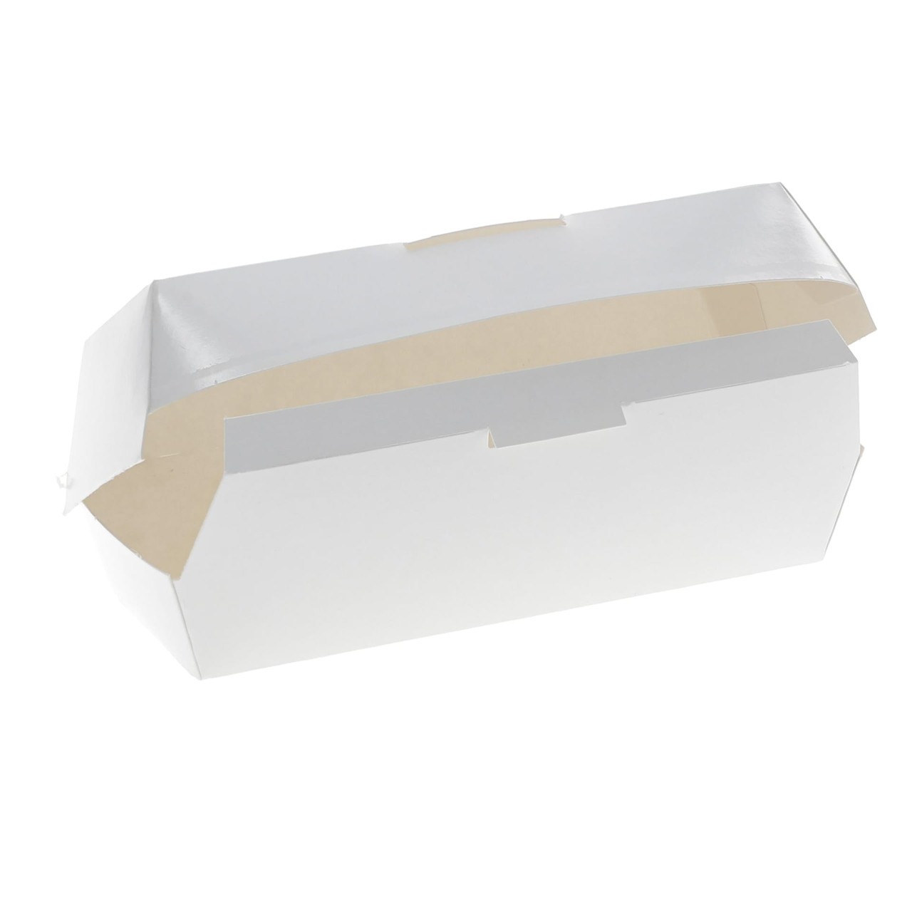 Hot Dog Take-Out Box Hinged With Dome Lid 6.1X2.1X2.5 IN Paperboard White Rectangle 500/Case