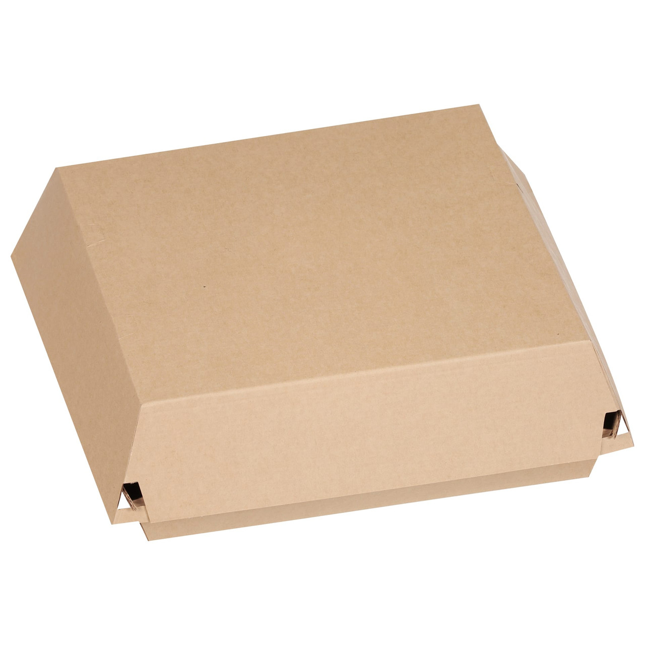 Take-Out Box Hinged With Dome Lid 8X8X3 IN Corrugated Paperboard Kraft Square Fluted 100/Case