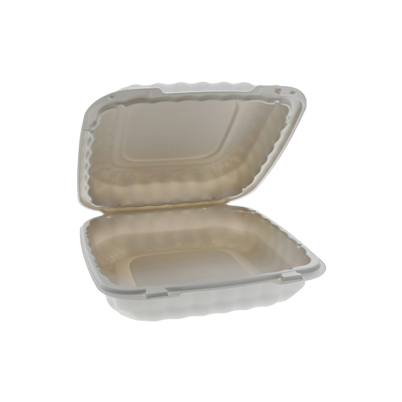 Earth Plus Take-Out Container Hinged 9X9X3 IN MFPP White 120/Case