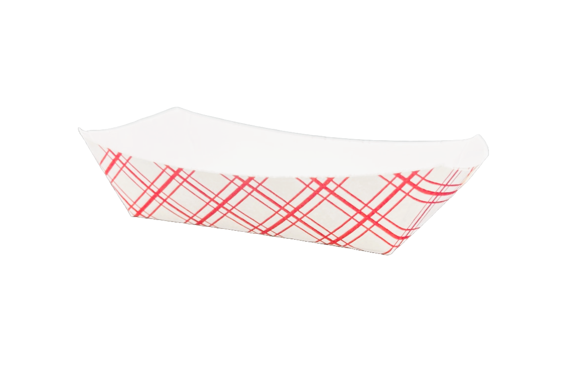 Food Tray 0.375 LB Paper White Red Rectangle 1000/Case