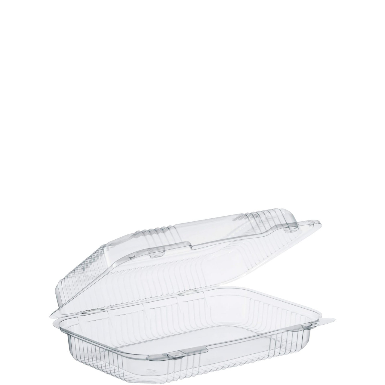 Dart® StayLock® Take-Out Container Hinged With Dome Lid 9.375X6.8X2.6 IN OPS Clear Oblong Bar Lock 125 Count/Pack 2 Packs/Case