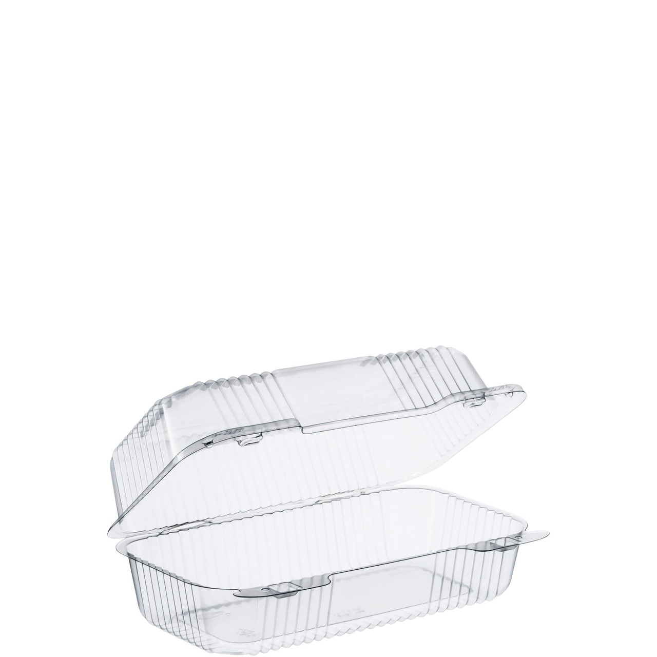Dart® StayLock® Take-Out Container Hinged With Dome Lid 9X5.4X3.5 IN OPS Clear Oblong Bar Lock 125 Count/Pack 2 Packs/Case