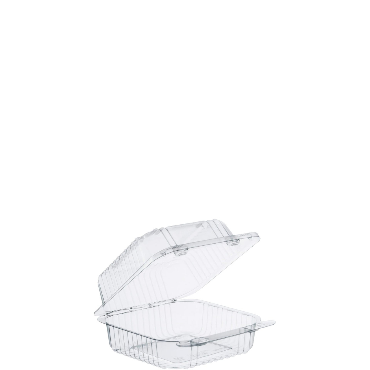 Dart® StayLock® Cold Take-Out Container Hinged 5.25X5.6X2.8 IN OPS Clear Square Bar Lock 125 Count/Pack 4 Packs/Case