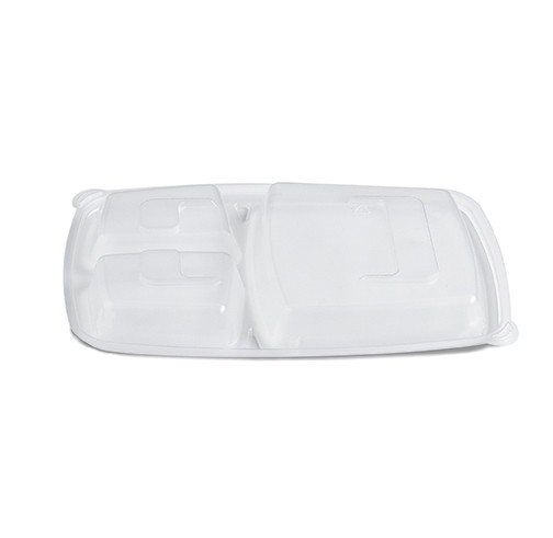 HomeFresh® Lid Dome 9.8X6.55X0.96 IN 3 Compartment PP Clear Rectangle For Compartment Tray Unhinged 200/Case