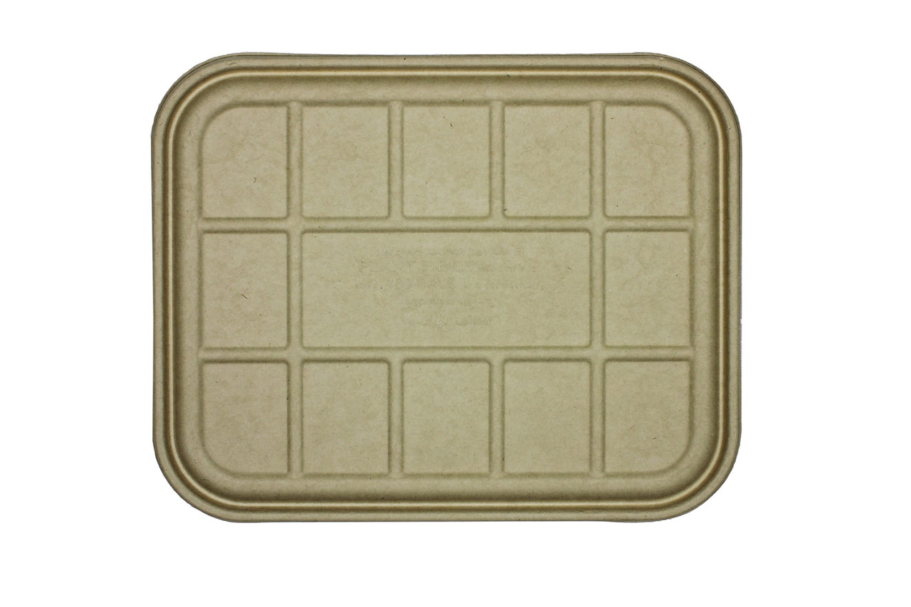 Lid Flat 13X10.5X0.5 IN Plant Fiber Bamboo Kraft Rectangle For 104-120 OZ Container 200/Case