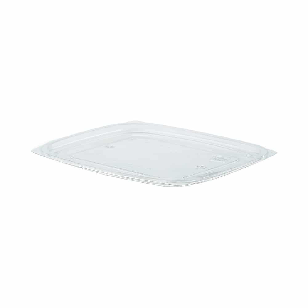 The BOTTLEBOX ® Lid Flat 7.6X6.55X0.31 IN RPET Clear Rectangle For 24-32 OZ Deli Container Bulk 600/Case