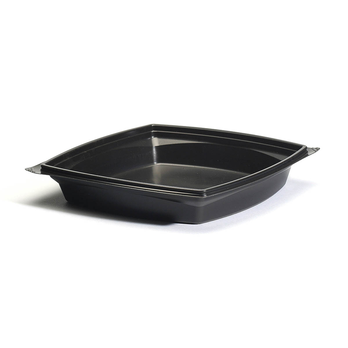The BOTTLEBOX ® Take-Out Container Base 9X9X1.6 IN PP Black Square 400/Case