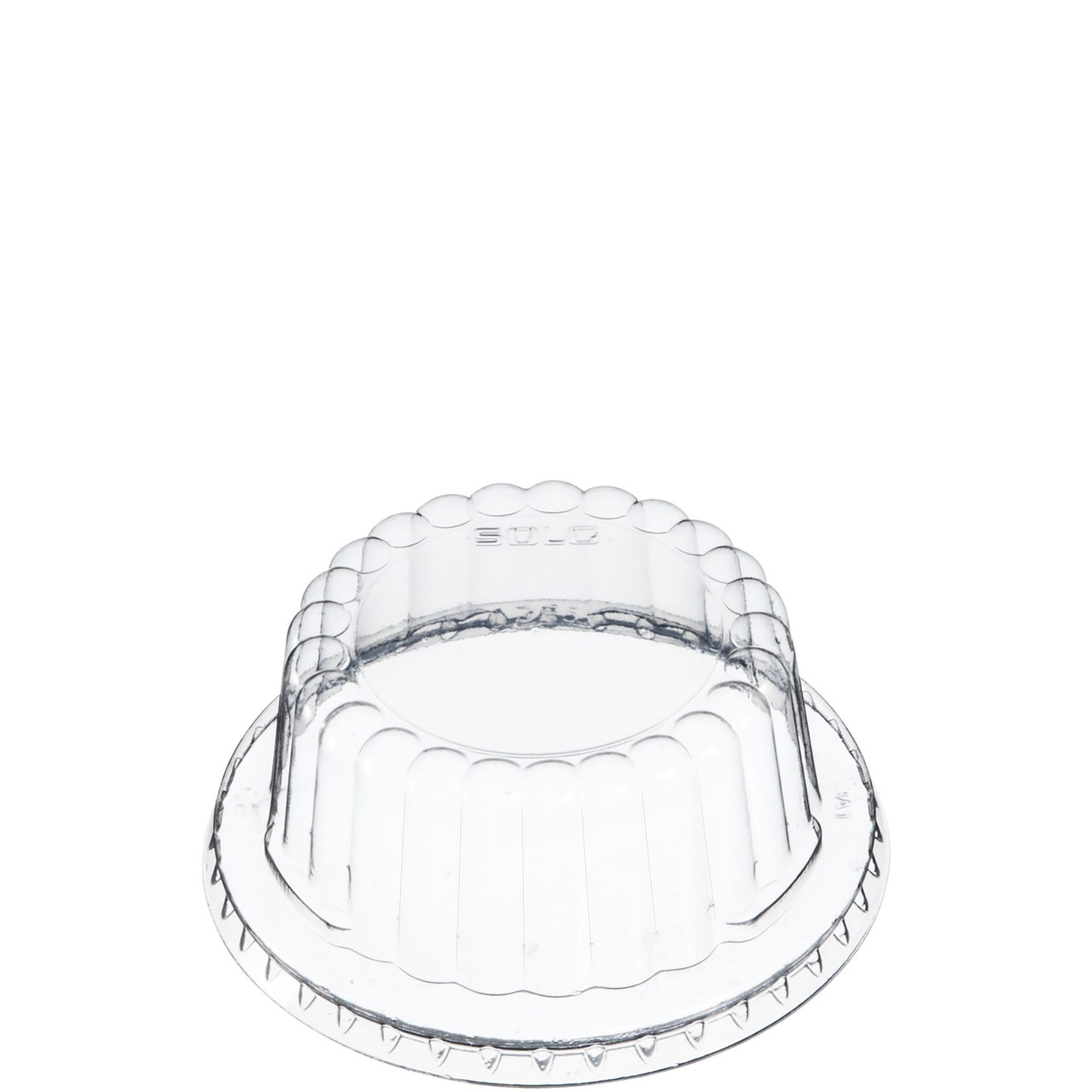 Solo® Lid Dome 3.509X1.5 IN 1 Compartment PET Clear For 5 OZ Container Unhinged No Hole 100 Count/Pack 10 Packs/Case