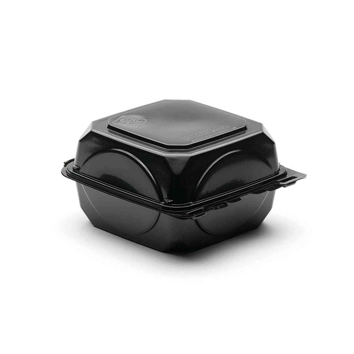 The BOTTLEBOX ® Take-Out Container Hinged 6X6X3 IN RPET Black Square 250/Case