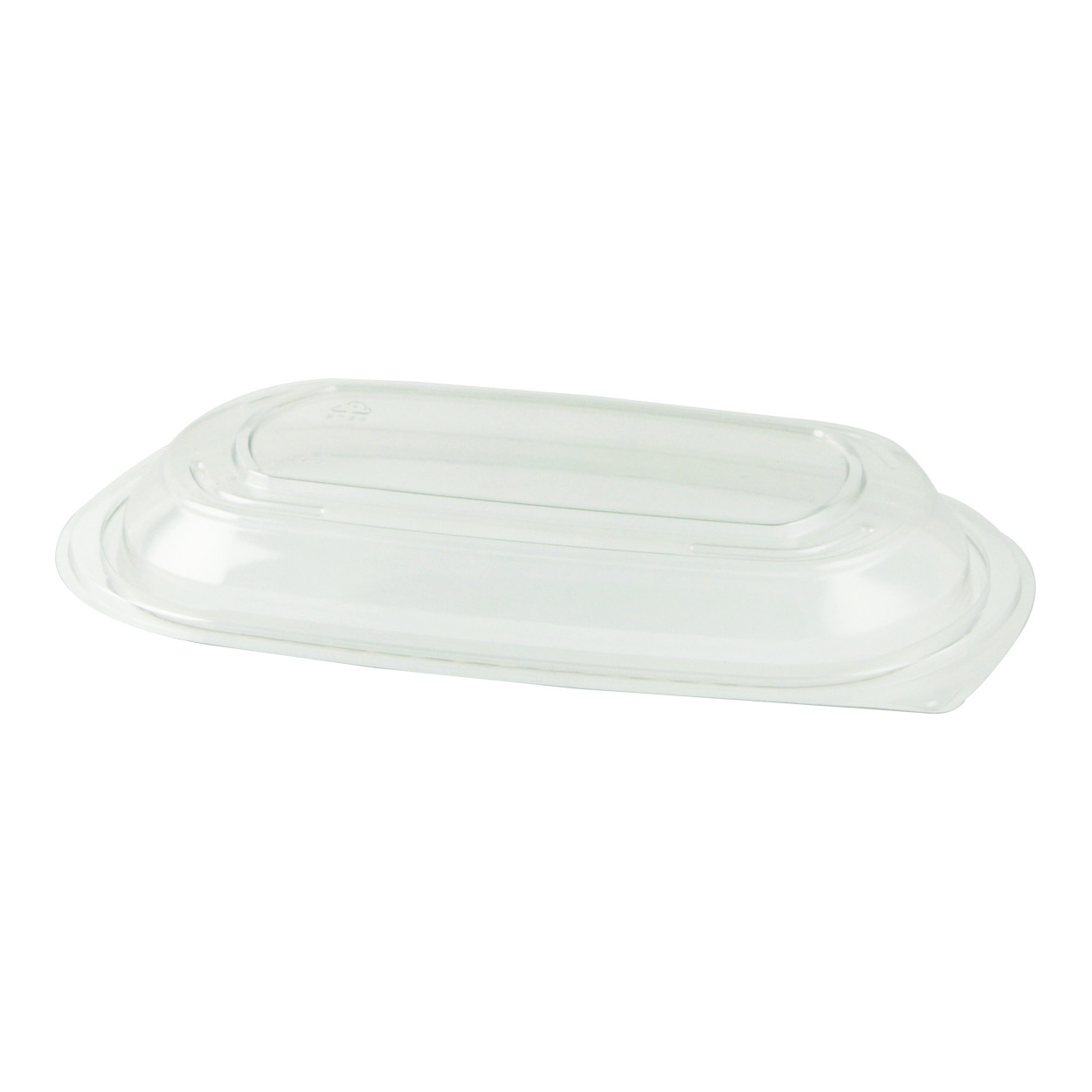 MicroRaves® Lid Dome 8.85X6.41X1.10 IN RPET Clear Rectangle For 16-24-32 OZ Container Anti-Fog 252/Case