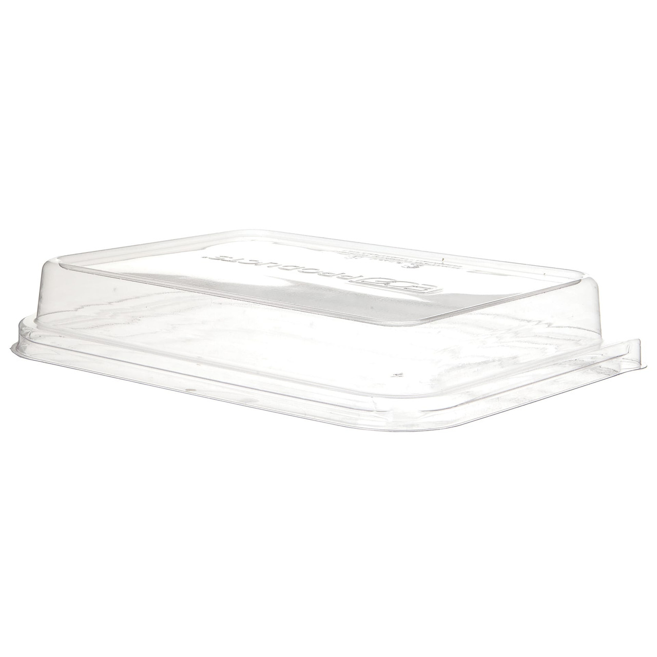 WorldView Lid Dome 6X8X1 IN 3 Compartment PLA Clear Rectangle For Compartment Tray 200/Case
