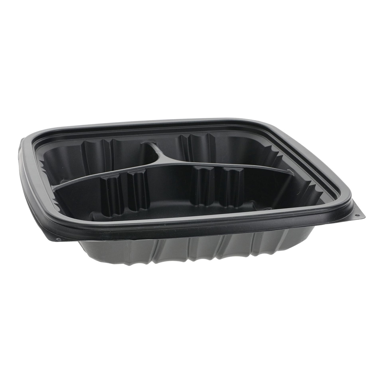 Take-Out Container 27 OZ 8.8X8.8X1.7 IN 3 Compartment MFPP Black 154/Case