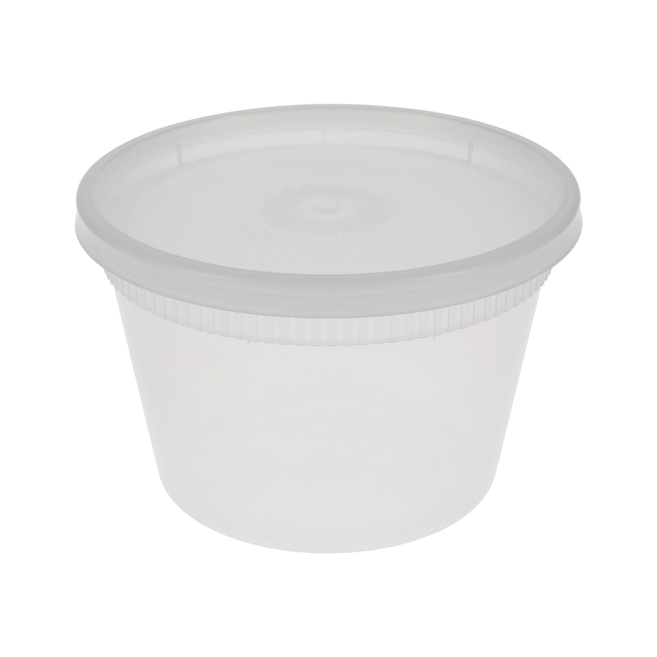 Food Deli Container Base & Lid Combo 16 OZ PP LLDPE Clear Round Microwave Safe 240/Case