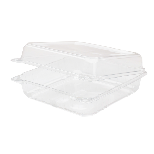Take-Out Container Hinged 9X9 IN PET Clear 200/Case
