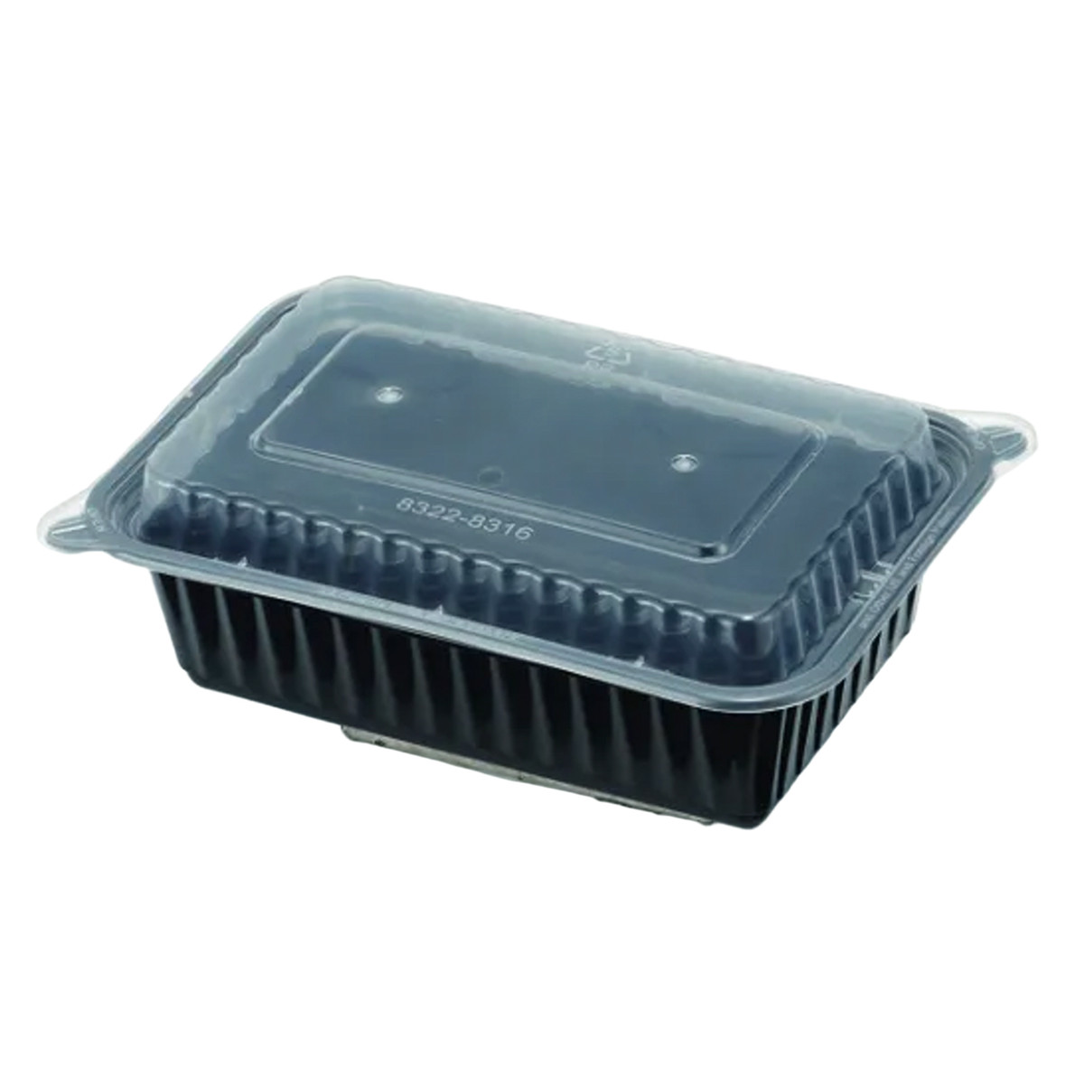 Take-Out Container Base & Lid Combo With Dome Lid 24 OZ Plastic Black Oblong 150/Case
