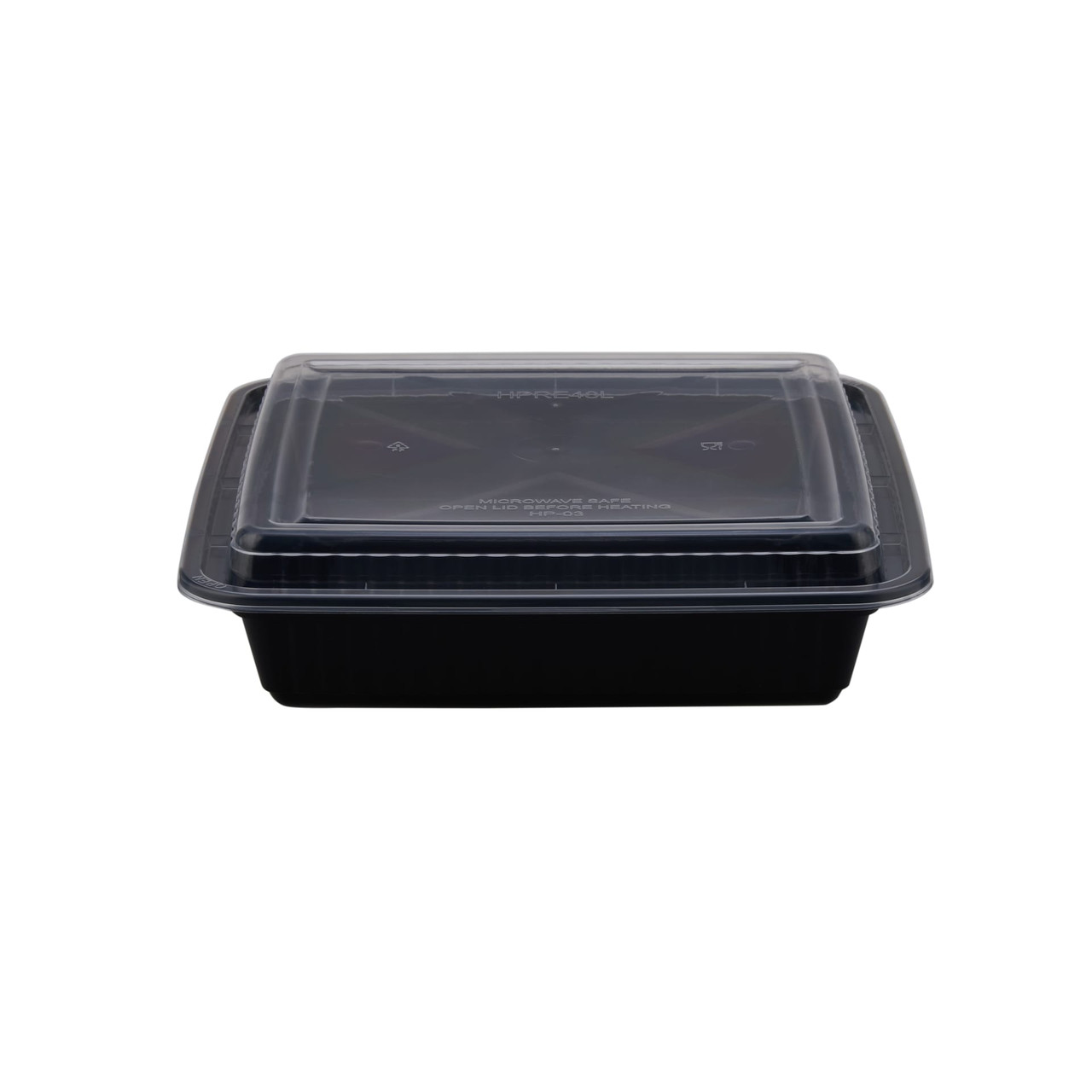 Take-Out Container Base & Lid Combo 48 OZ Black Clear 150/Case
