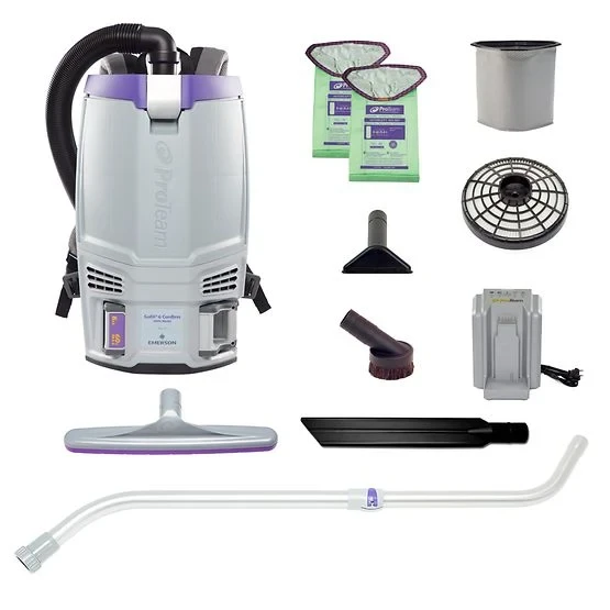 GoFit Backpack Vacuum 6 QT 240V Cordless With 4Ah Lithium-Ion Battery With Xover Two-Piece Wand Tool Kit
