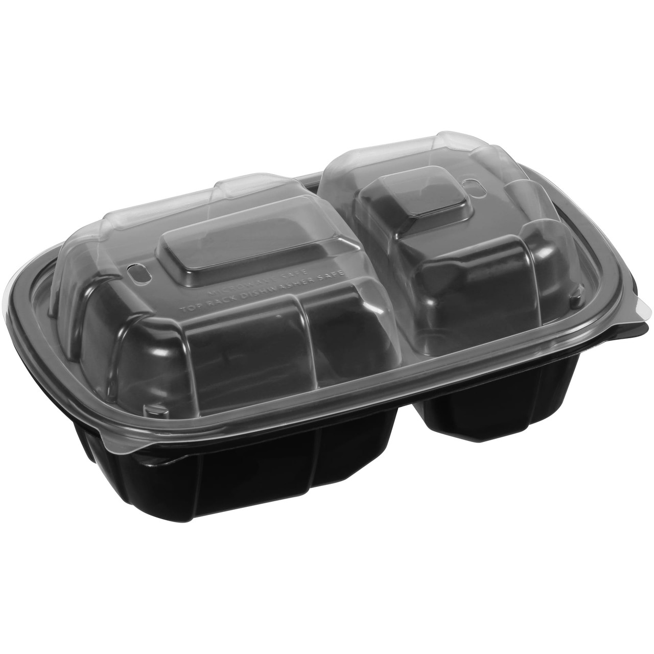 Take-Out Container Hinged With Dome Lid 6X9X3.5 IN PP Clear Black Rectangle 264/Case