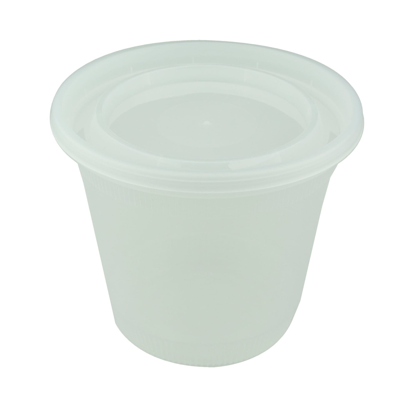 Deli Container Base & Lid Combo With Flat Lid 32 OZ PP LLDPE Clear Round Squat 200/Case