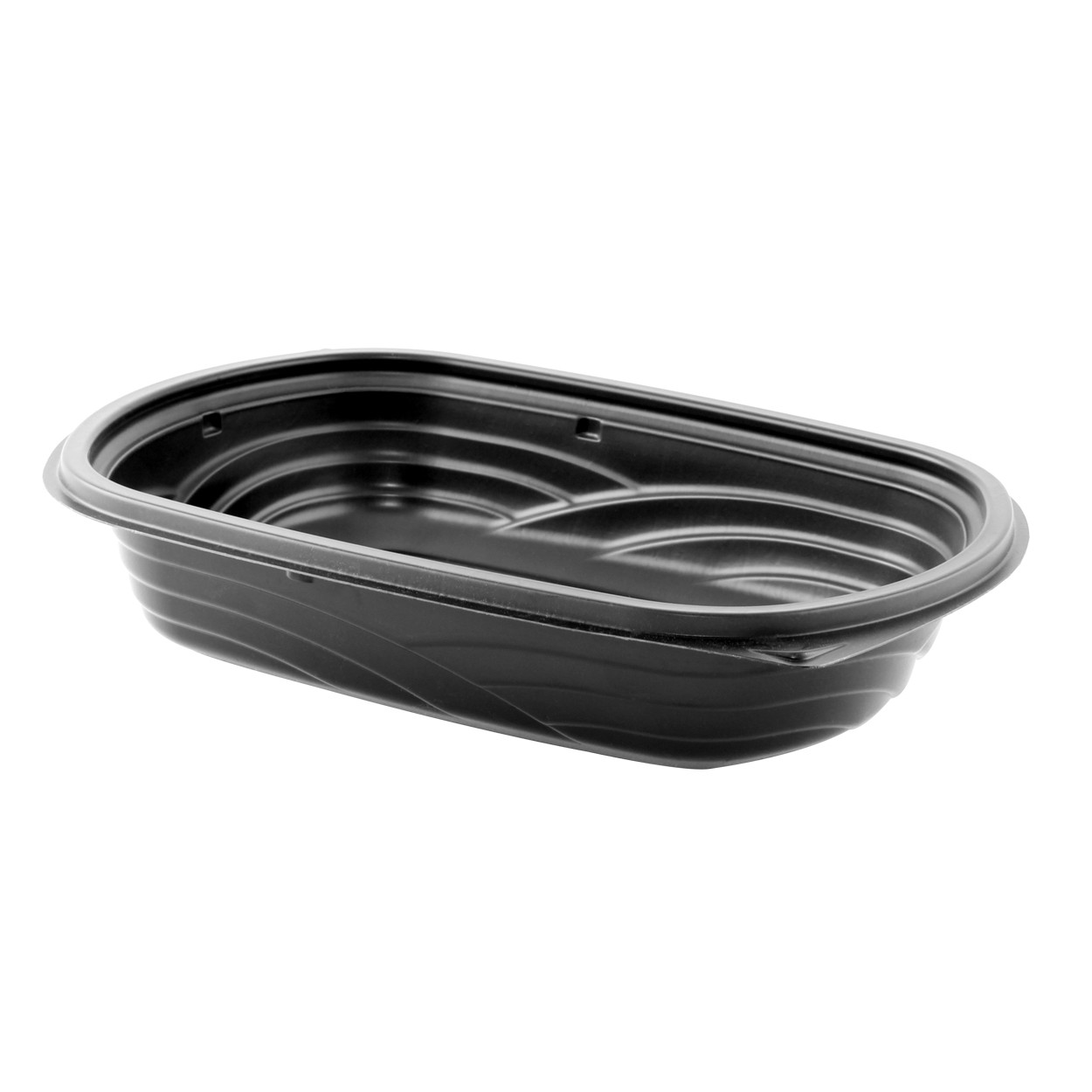Take-Out Container Base Medium (MED) 24 OZ 9X6 IN PP Black Rectangle Microwave Safe 252/Case