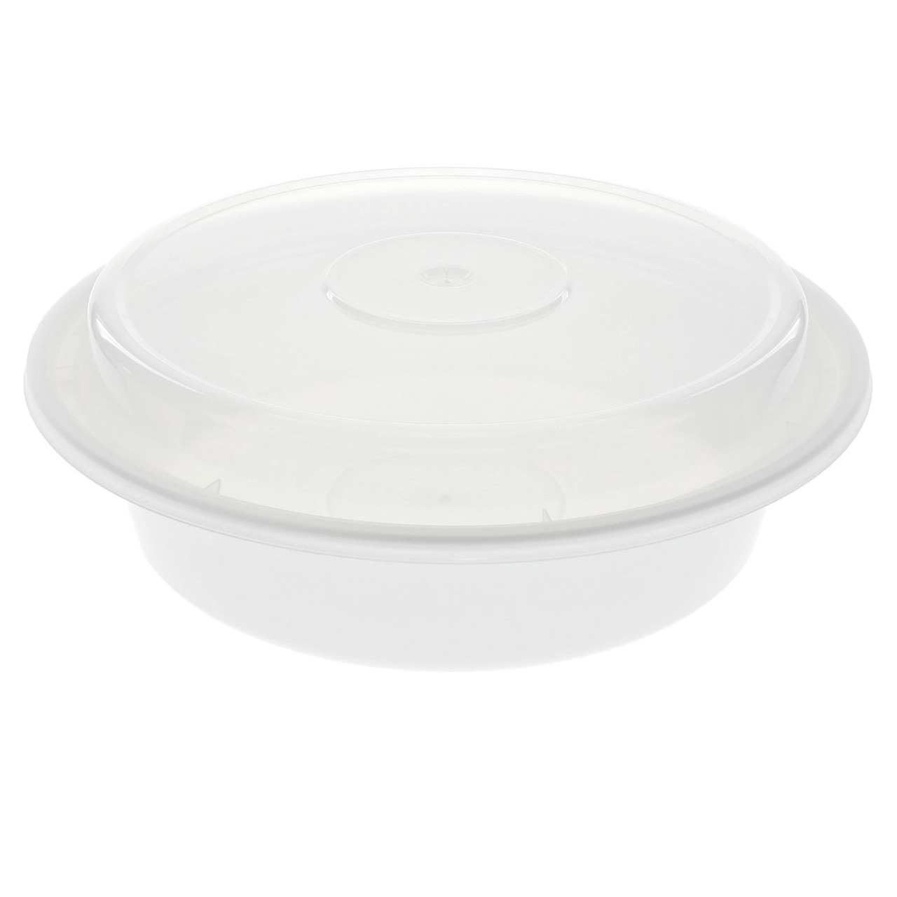 Take-Out Container Base & Lid Combo With Dome Lid 24 OZ PP White Clear Round 150/Case