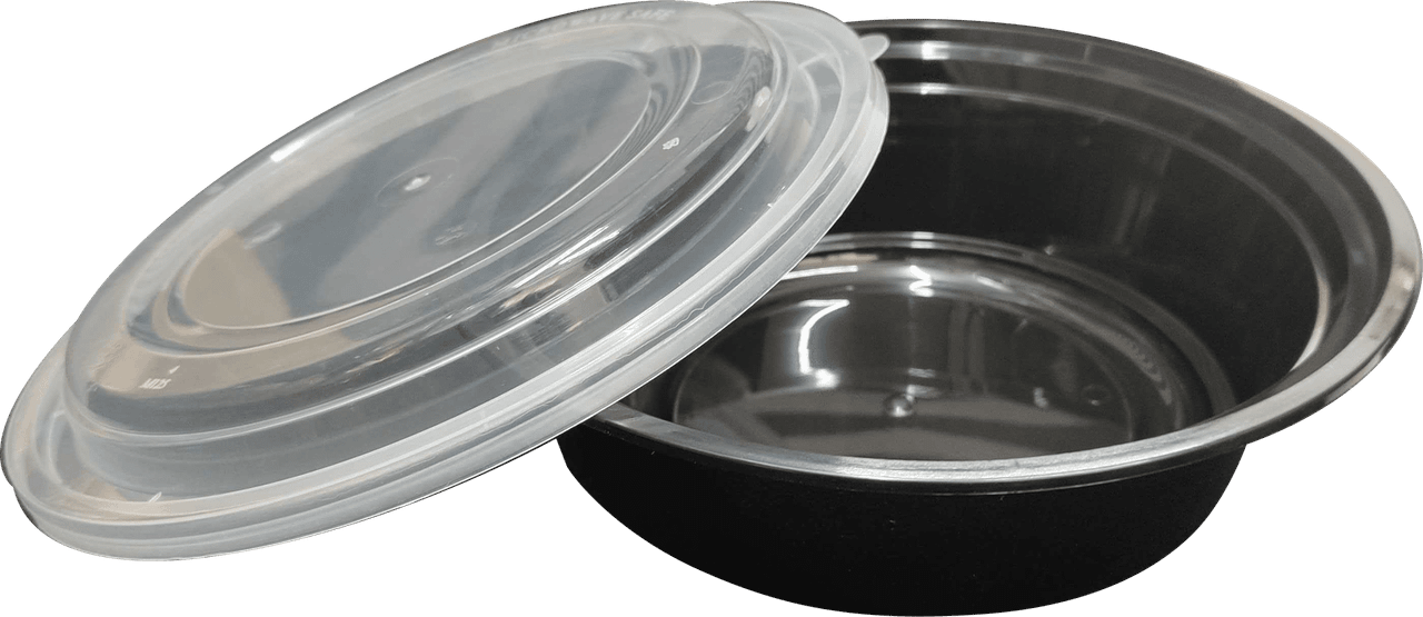 Take-Out Container Base 32 OZ Plastic Black Round Microwave Safe 150/Case