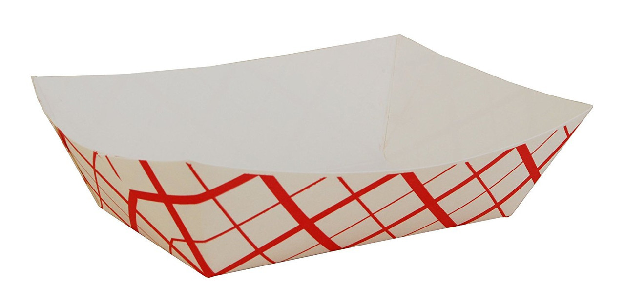 Food Tray 3 LB Clay-Coated Paperboard Red White Check 500/Case