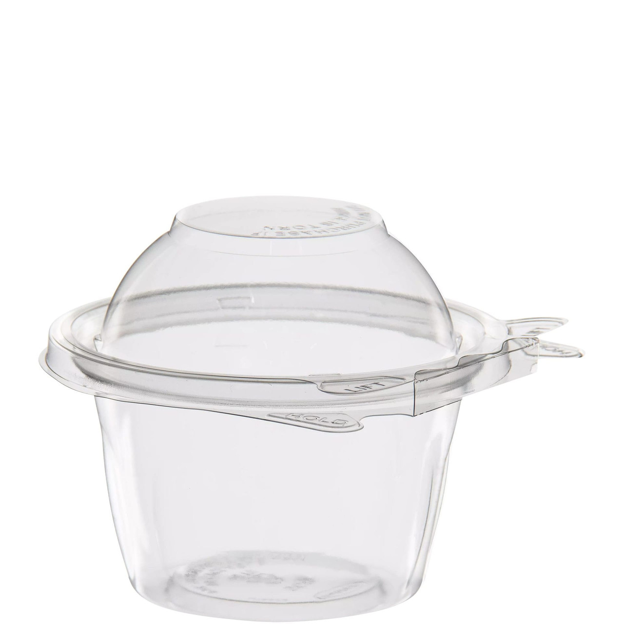 Dart® Safeseal™ Snack Deli Container Hinged With Dome Lid 8 OZ PET Clear 68 Count/Pack 4 Packs/Case 272 Count/Case