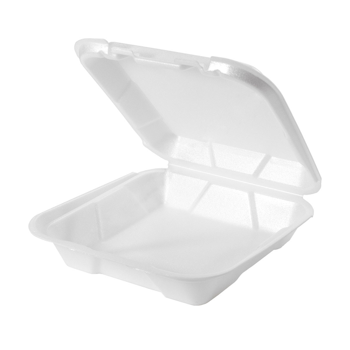 Snap-it Take-Out Container Hinged Small (SM) 8X8 IN Foam White Square Snap 200/Case