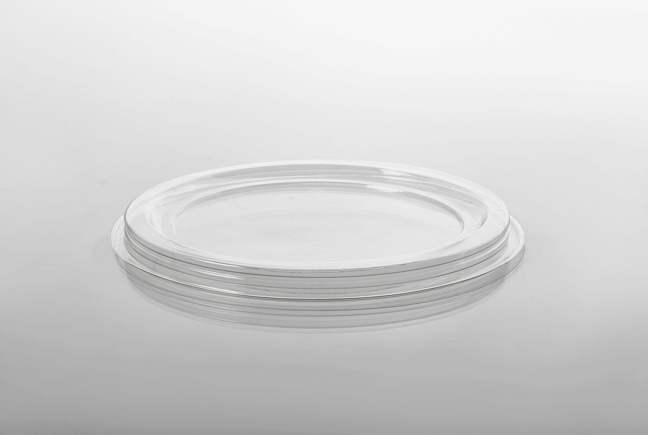 Lid Flat 9.38X0.64 IN 5 Compartment PET Clear Round For Compartment Tray Unhinged 240/Case