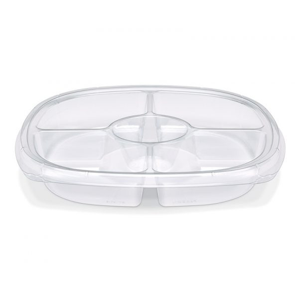 Fresh 'n Clear® Take-Out Container Base 12.5X2.03 IN 5 Compartment PET Clear Round 50/Case