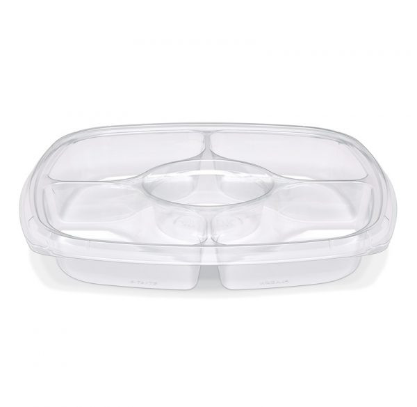 Serving Tray 12 IN 5 Compartment PET Black 50/Case