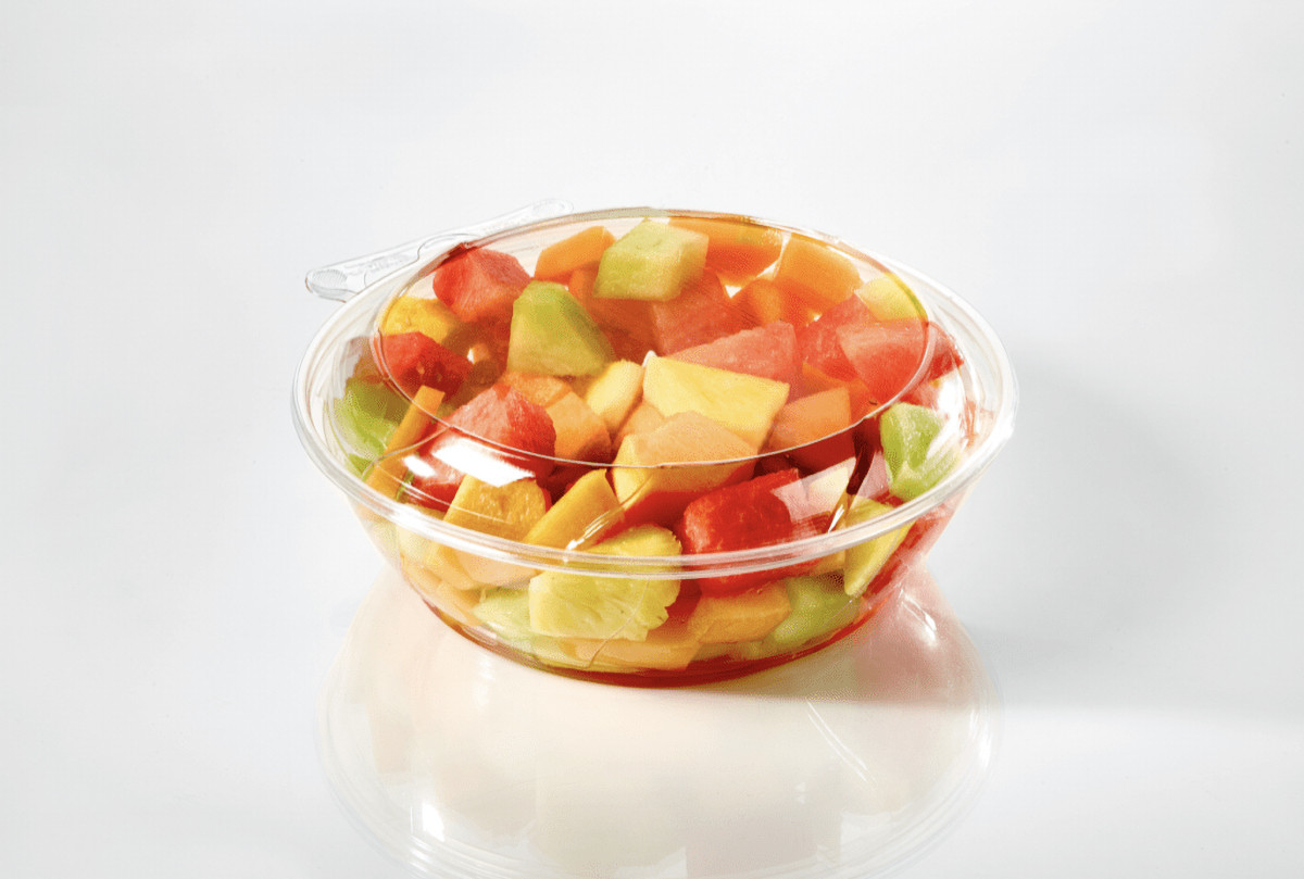 Fresh N' Sealed® Deli Container Hinged With Dome Lid 64 OZ PET Clear Round Deep 108/Case
