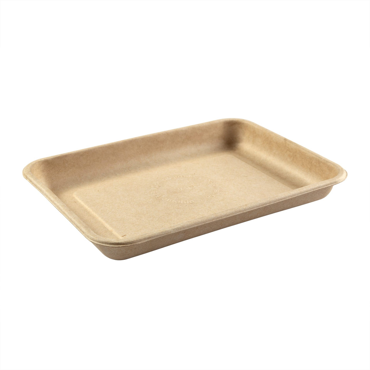 PrimeWare® Serving Tray 8.9X6.5X1 IN Molded Fiber Natural Rectangle 125 Count/Pack 4 Packs/Case 500 Count/Case