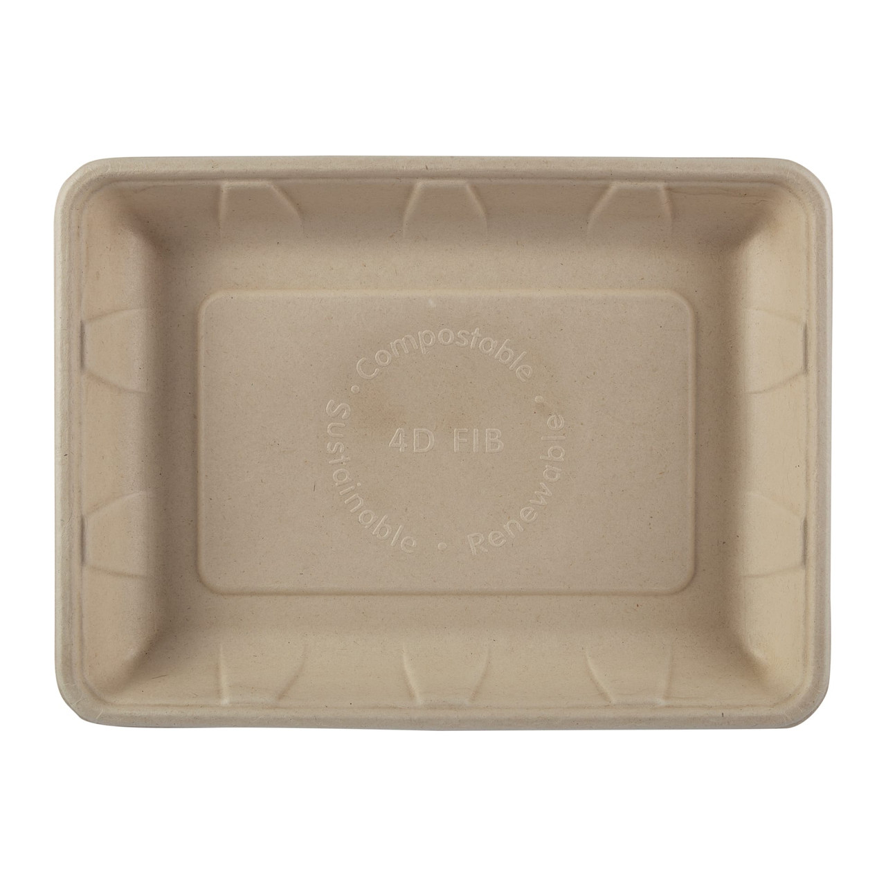 PrimeWare® Serving Tray 9.4X6.9X1.2 IN Molded Fiber Natural Rectangle 125 Count/Pack 2 Packs/Case 250 Count/Case