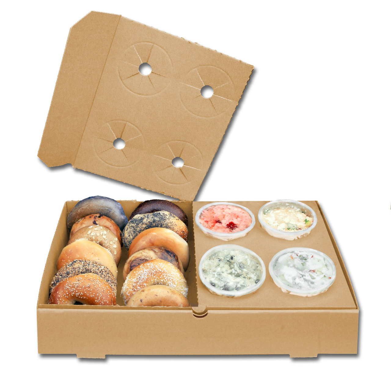 The Catering Box SIDE BAR 21X13.25X4 IN 8 Compartment Corrugated Cardboard Kraft With Perforated Tear Off Lid 25/Bundle