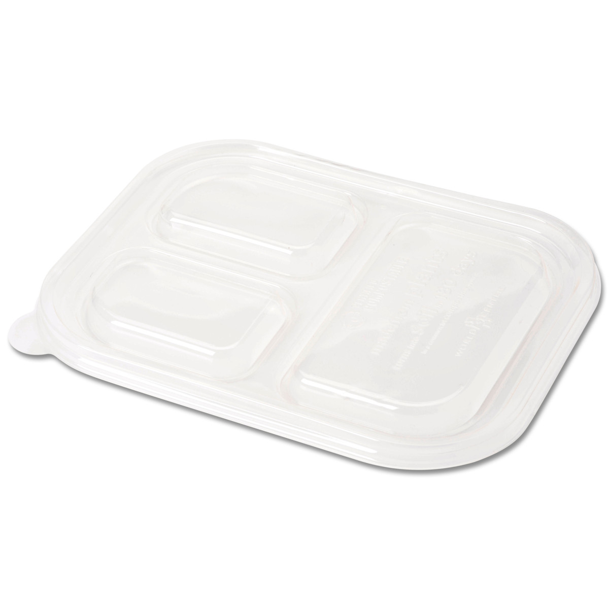 Lid Dome 10.2X7.8X0.6 IN 3 Compartment Plant Fiber Clear Rectangle For Container 400/Case