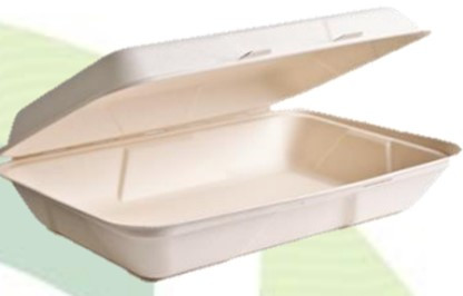 Take-Out Container Hinged 9X12X3 IN Sugarcane Natural Rectangle 150/Case
