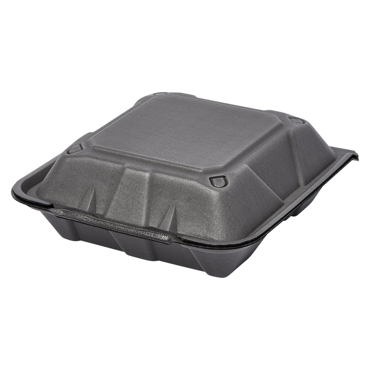Victoria Bay Take-Out Container Hinged Large (LG) 9X9.1X3.2 IN 3 Compartment Foam Black Tab-Lock Vented 150/Case