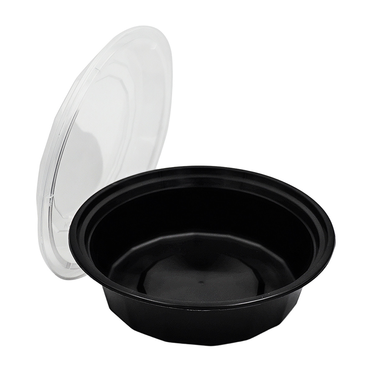 Victoria Bay Take-Out Container Base & Lid Combo 32 OZ Plastic Black Clear Round 150/Case