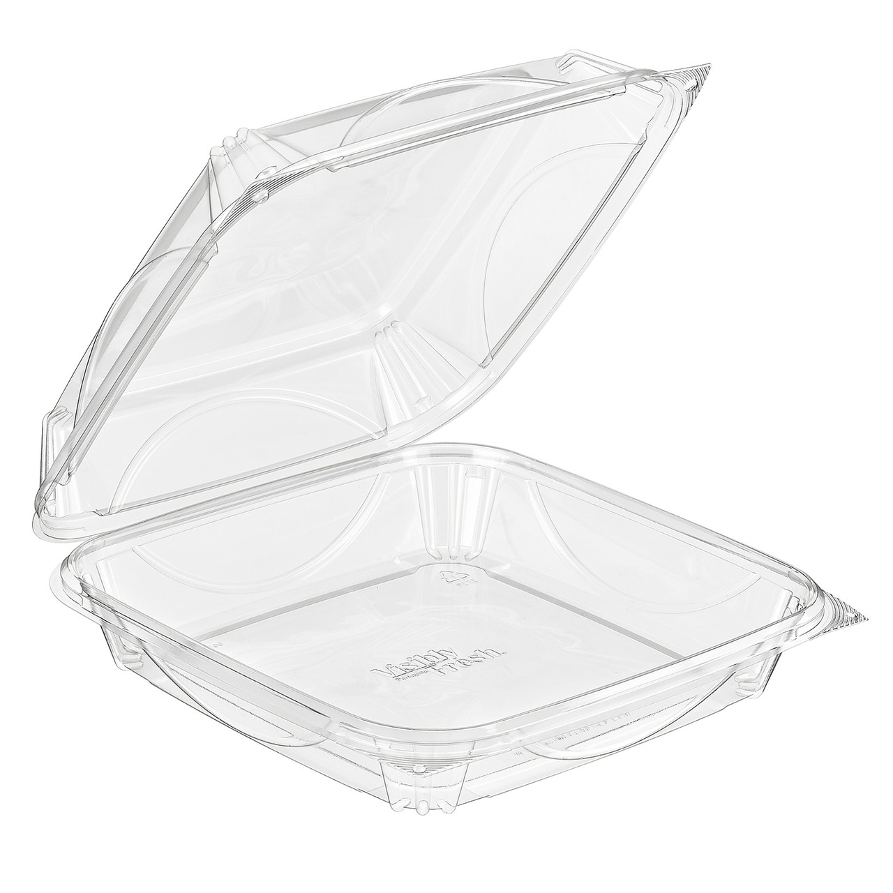Essentials Take-Out Container Hinged With Dome Lid 9.375X9.375X3 IN RPET Clear Square 100/Case