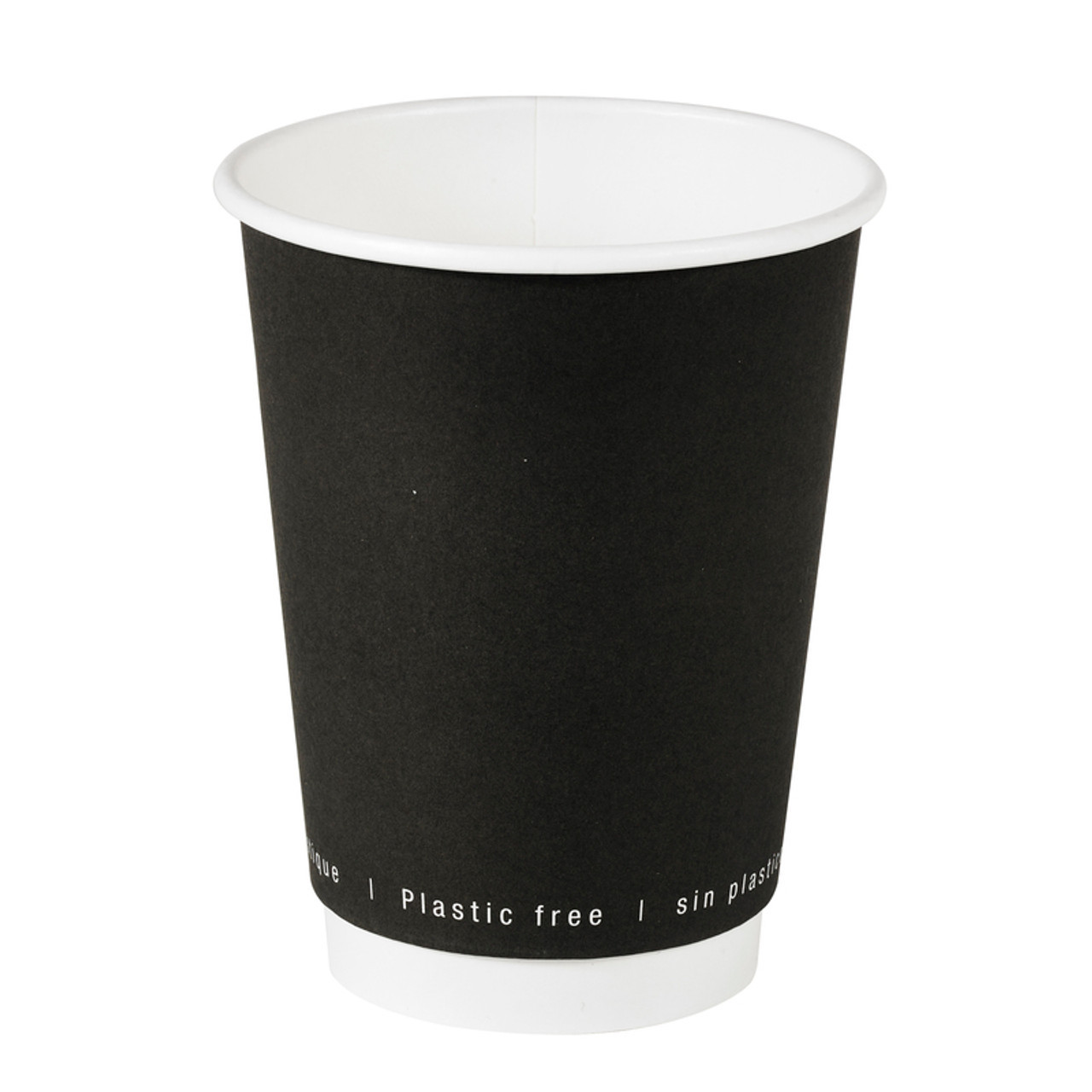 Cup Insulated 12 OZ Double Wall Poly-Coated Paper Black Freezer Safe 25 Count/Pack 20 Packs/Case 500 Count/Case