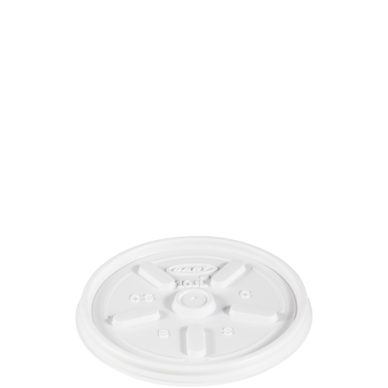 Dart® Lid Flat 3.5X0.3 IN HIPS White For 10 OZ Cup Vented 100 Count/Pack 10 Packs/Case 1000 Count/Case